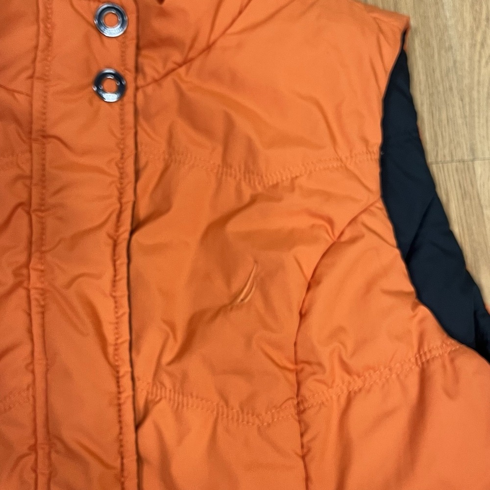 Nautica Youth Unisex Reversible Puffer Vest Orange Navy Full Zip Size M Utility - Picture 3 of 11